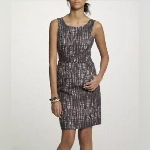J. Crew Brown Houndstooth Shift Dress Size 8 - Picture 1 of 7